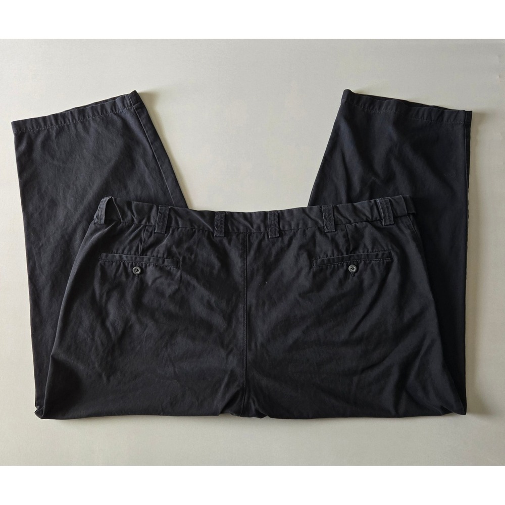 Harbor Bay Chino Pants Mens 50x28 Black Straight Leg 100% Cotton Casual Workwear - Picture 6 of 9